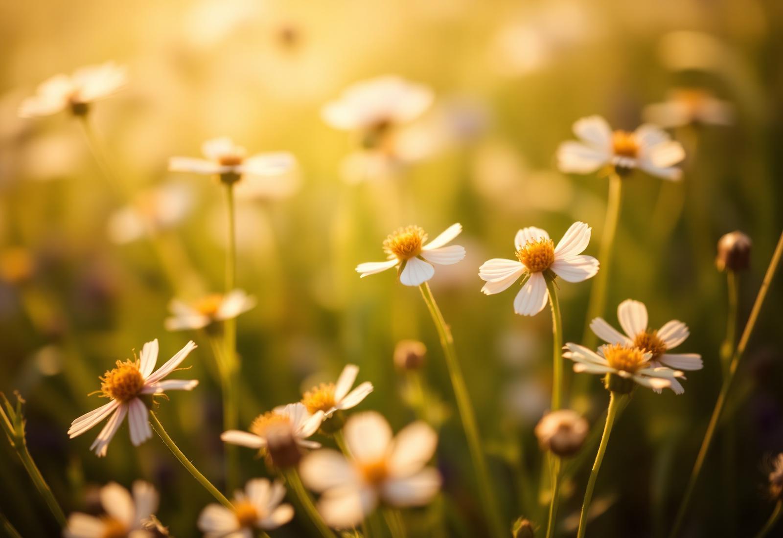 Wildflowers in soft morning light